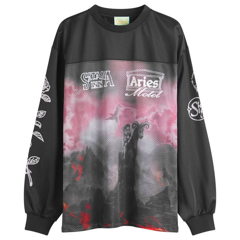 T-shirt Aries Ramscape Airtex Long Sleeve T-Shirt Sort | AR40050-MUL