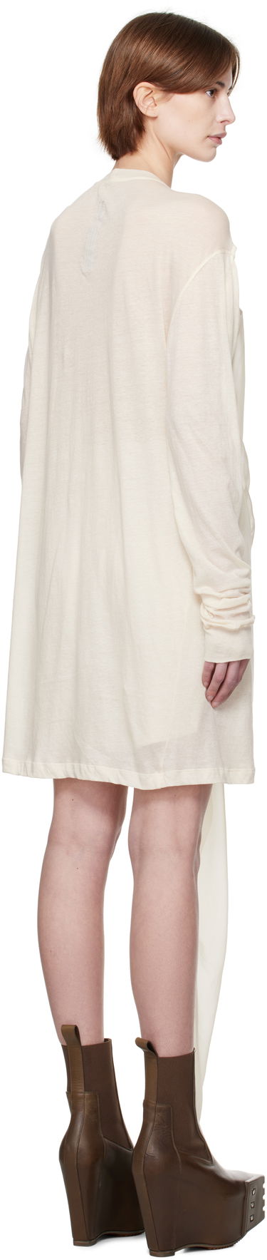 Kjole Rick Owens Rick Owens Draped Long Sleeve T-Shirt Beige | RP01E7205 UCS, 2