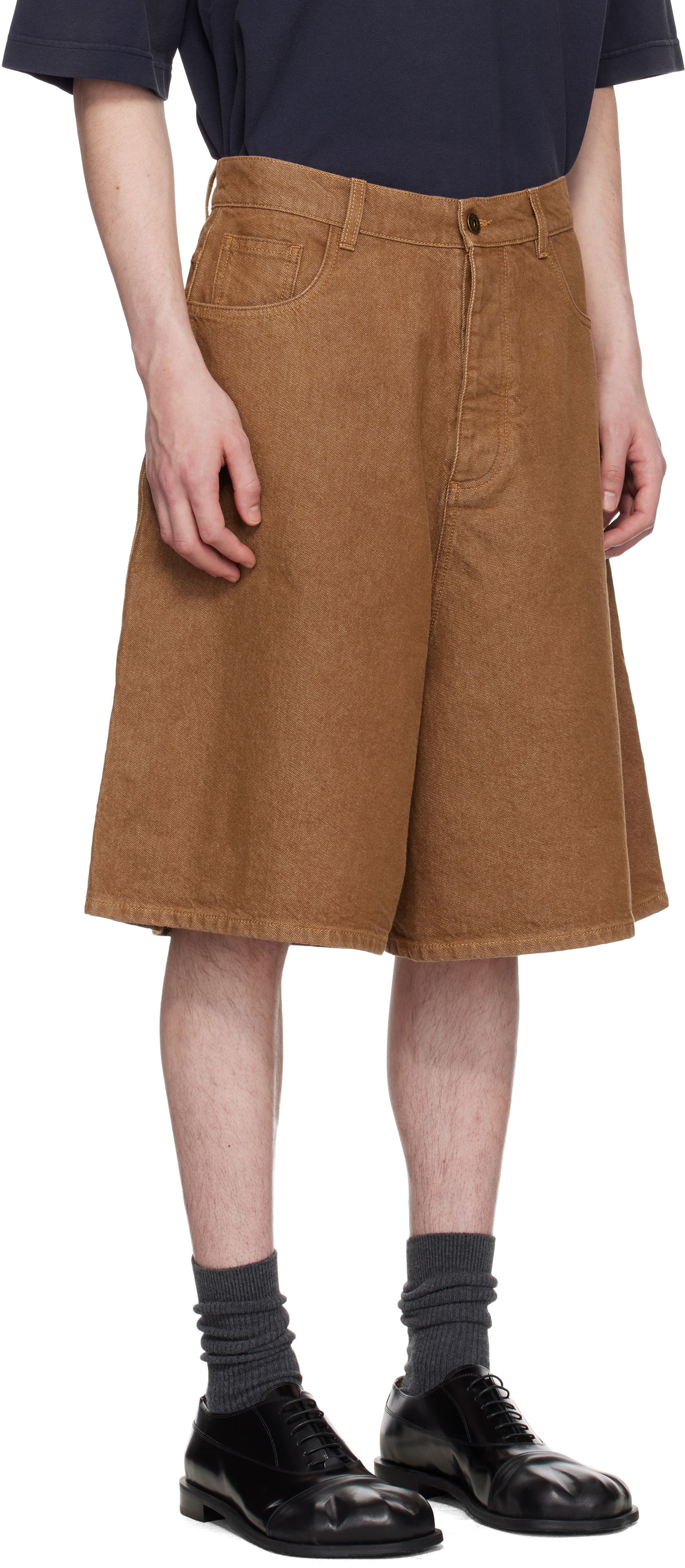Shorts JW Anderson JW Anderson Aged Denim Shorts Brun | DT0114-PG1756, 1