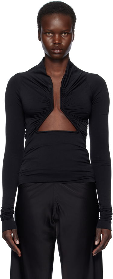 T-shirt Rick Owens Rick Owens Hollywood Jersey Long Sleeve Prong T-Shirt Sort | RP01E7222 JN, 0