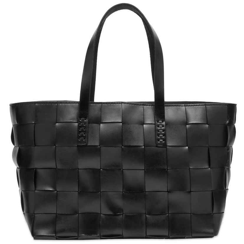 Mulepose Dragon Diffusion Black Leather Woven Tote Bag Sort | 8151-BLACK