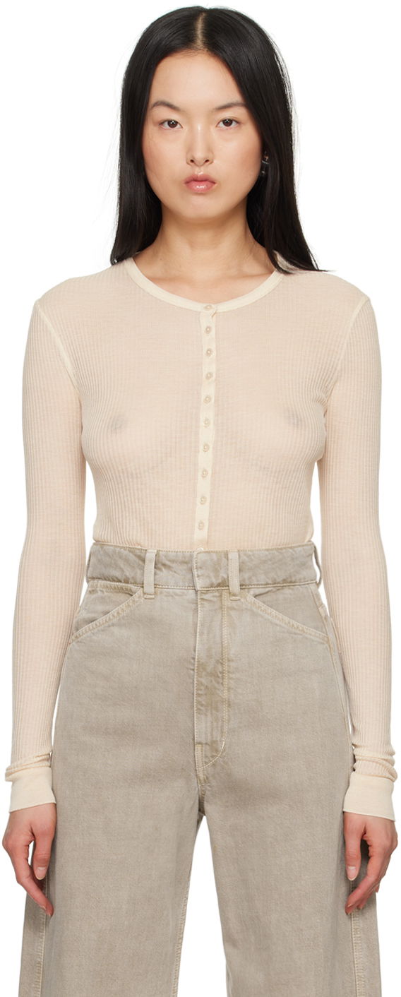 Sweater LEMAIRE Women's Seamless Button Cardigan Beige | TO1157 LK1017