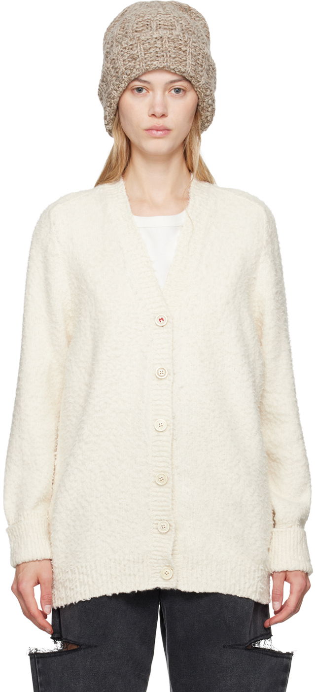 Sweater Maison Margiela Off-White Oversized Piled Cardigan Hvid | SI0GP0002 S17664