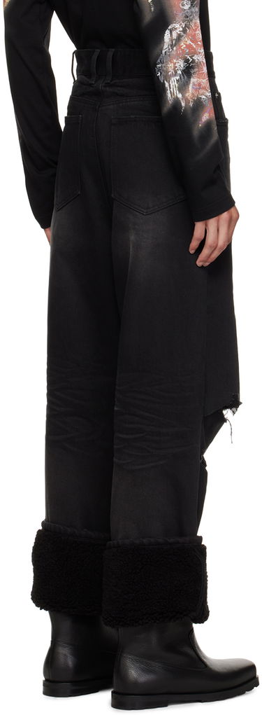 Jeans We11done We11done Faded Shearling Cuff Jeans Sort | WD-DP3-23-315-M-BK, 2
