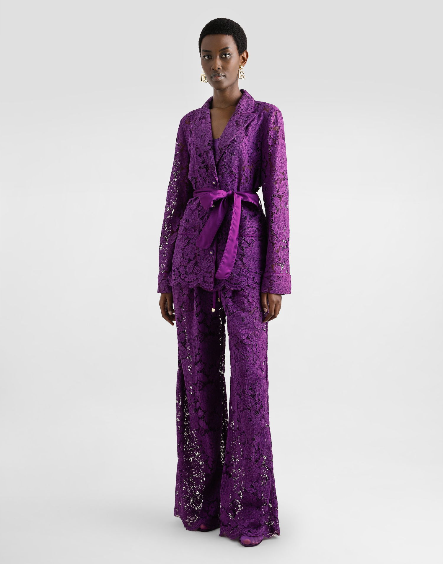 Skjorte Dolce & Gabbana Dolce & Gabbana Floral Lace Vanity Shirt Lilla | F5R56THLM7LF0571, 1
