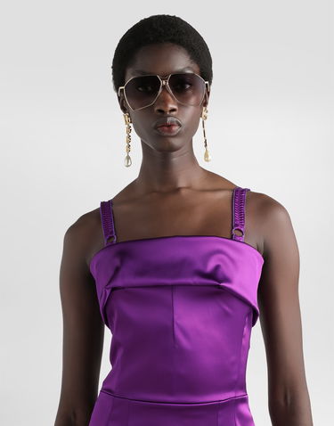 Kjole Dolce & Gabbana Dolce & Gabbana Fitted Satin Dress Lilla | F60AWTFURHMF0571, 3