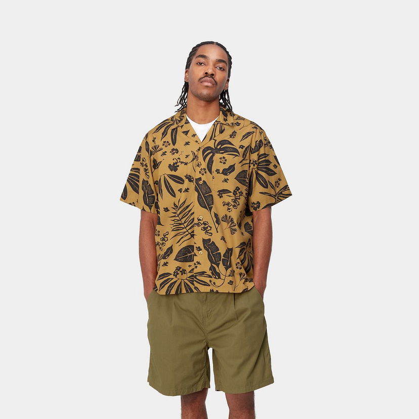 Skjorte Carhartt WIP S/S Woodblock Shirt Brun | I033073_24L_XX