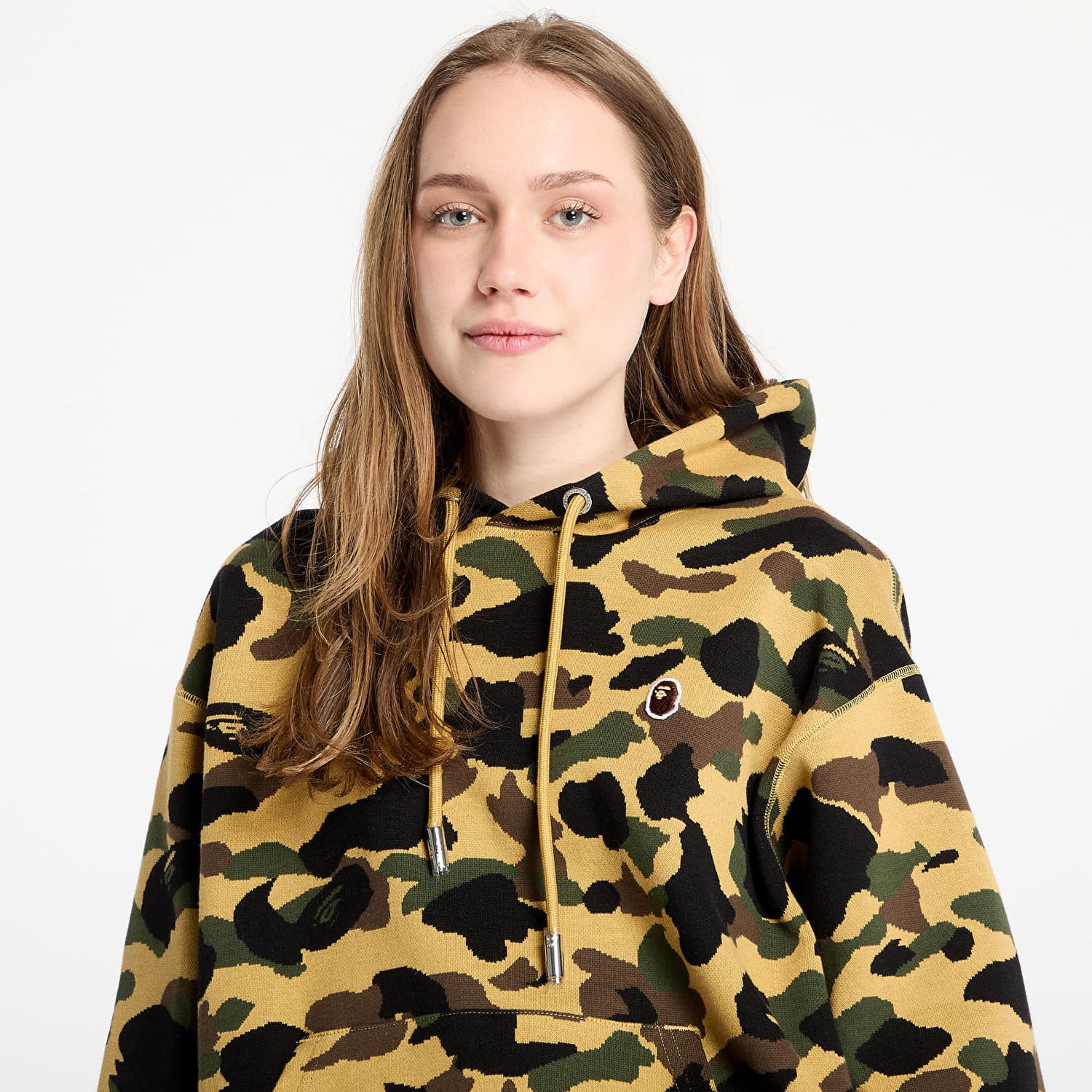 Sweatshirt BAPE A BATHING APE 1st Camo Jacquard One Point Relaxed Fit Pullover Hoodie Gul | 001PPL301302MYEL, 1