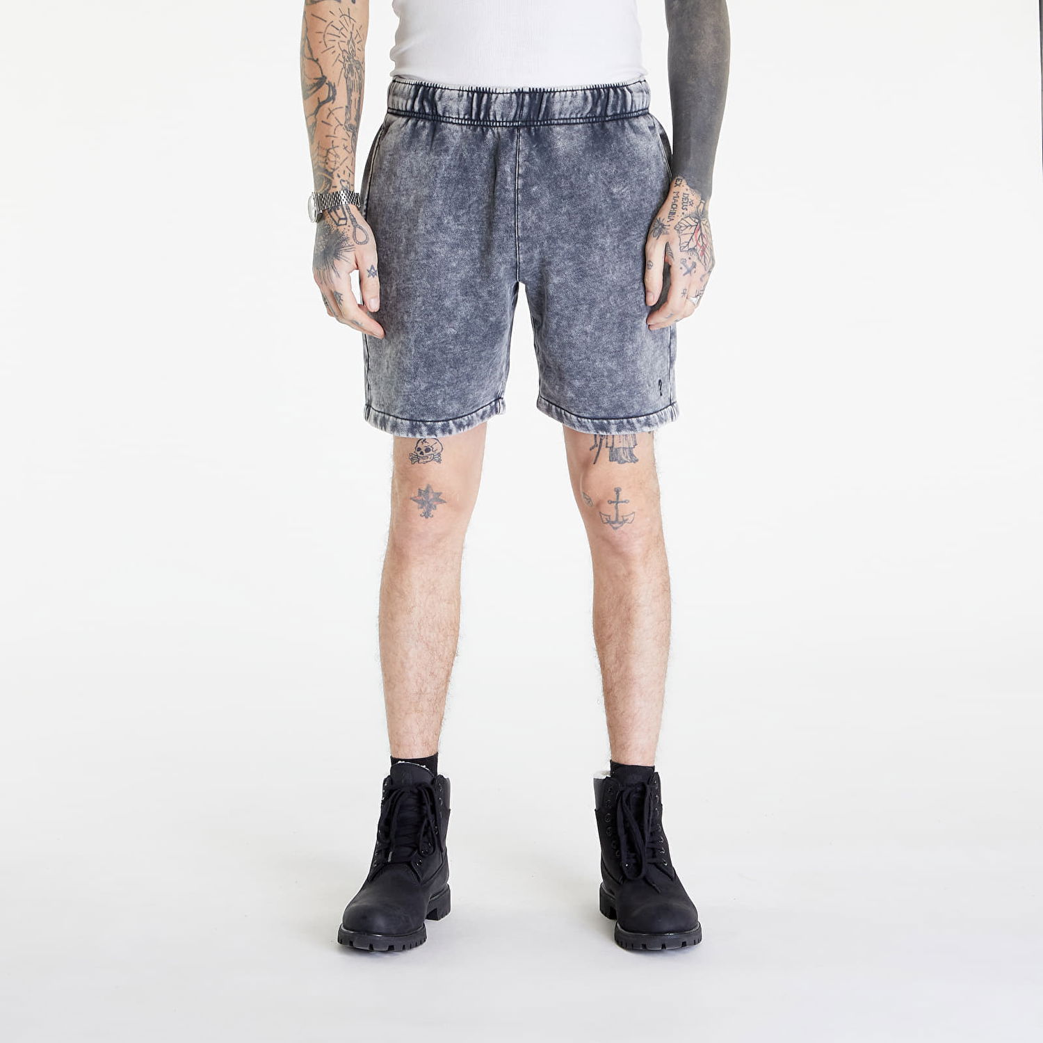 Shorts GUESS Go Acid Fleece UNISEX Short Washed Out Black Mul Blå | M4GD22KBJ31-F9CK, 0