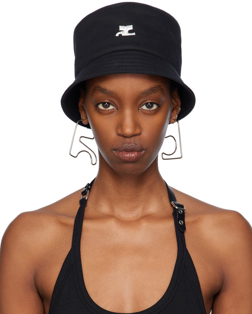 Kasket Courrèges Signature Bucket Hat Sort | 124ACP005CO0024