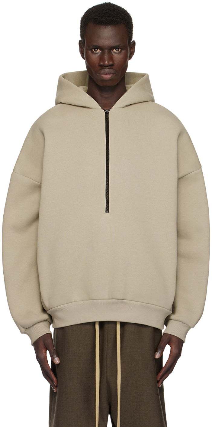 Sweatshirt Fear of God Fleece Half Zip Hoodie Beige | FG24FW50-1006FLC
