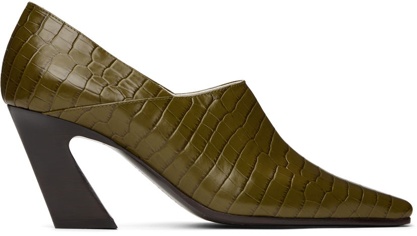 Sneakers og sko Bottega Veneta Bottega Veneta Lewis Embossed Leather Mules Grøn | 806723 V4PB0