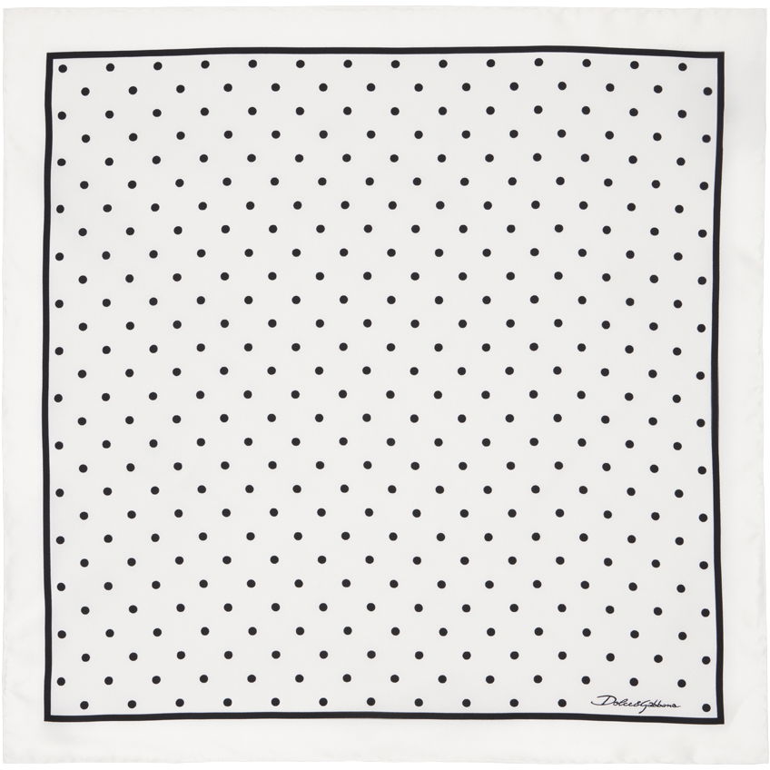 Tørklæde Dolce & Gabbana Dolce&Gabbana Silk Polka-Dot Scarf Hvid | FN093RGDCLA, 0