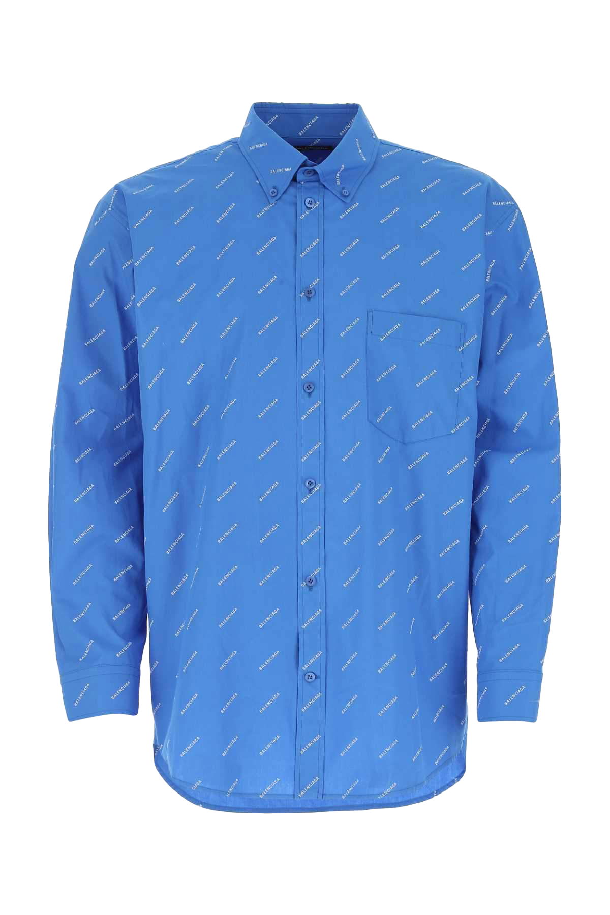 Skjorte Balenciaga All Over Logo Shirt Blå | 534333TBL967560, 0