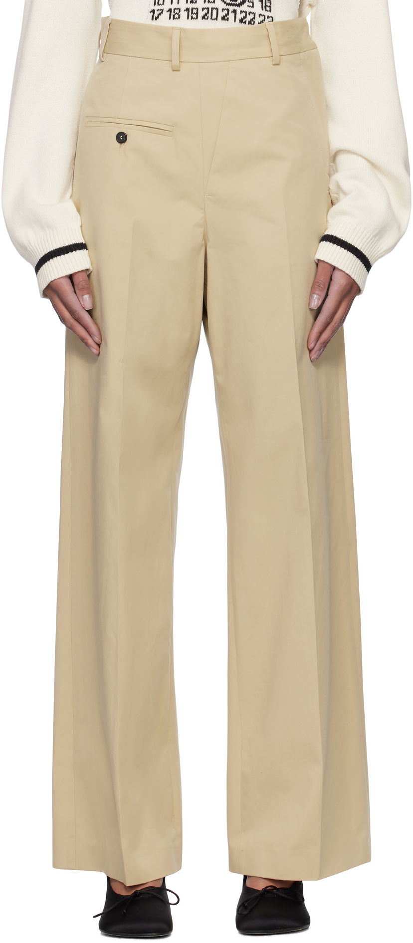Bukser Maison Margiela MM6 Maison Margiela Tailoring Twisted Trousers Beige | S52KA0516 M35148
