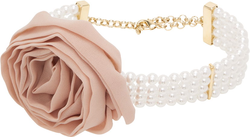 Halskæde Blumarine Blumarine Faux-Pearl and 3D Rose Choker Metalisk | P522W331A