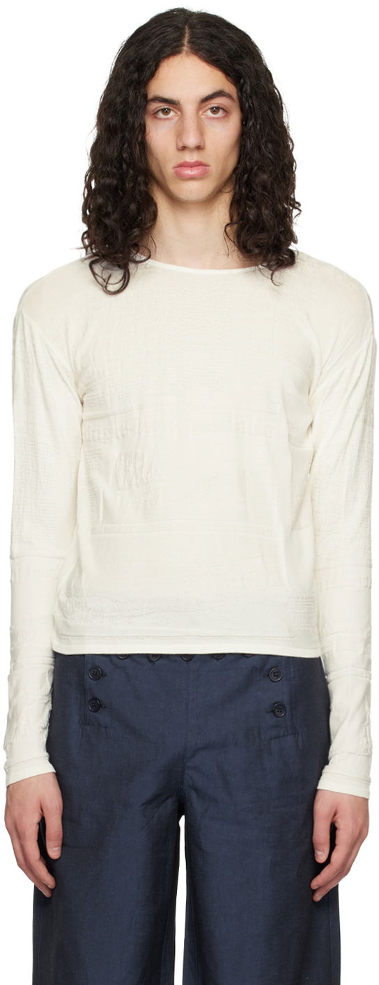 T-shirt Serapis Embossed Long Sleeve T-Shirt Hvid | SS23_KT_3