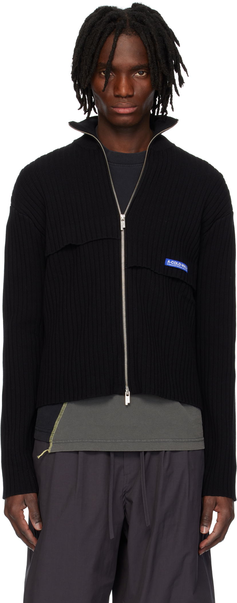 Sweater A-COLD-WALL* A-COLD-WALL* Panel Knit Zip-Up Jacket Sort | ACWMK191