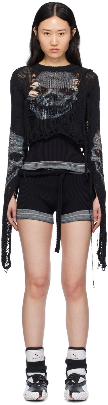 Sweater Ottolinger Ottolinger Distressed Skull Sweater Sort | 708203