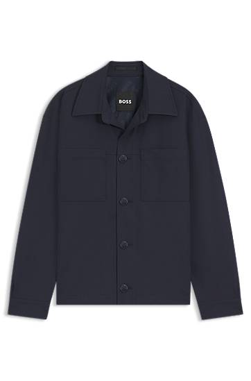 Skjorte BOSS Relaxed Fit Performance-Stretch Overshirt Mørkeblå | 50546059