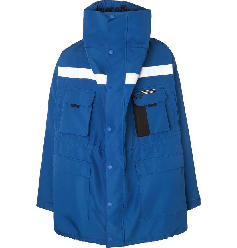 Jakke Balenciaga Oversized Printed Canvas Jacket Blå | 508499 TYD24 4146