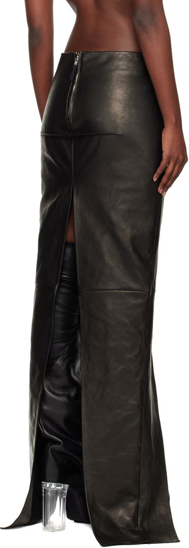 Nederdel Rick Owens Concordians Sliced Draped Leather Maxi Skirt Sort | RO02E4387 LNV, 2