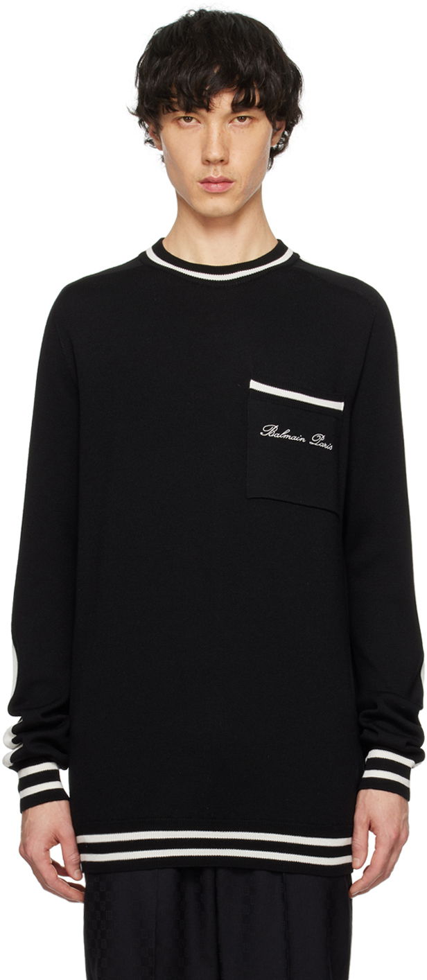 Sweater Balmain Signature Sweater Sort | CH1KD025KF85, 0