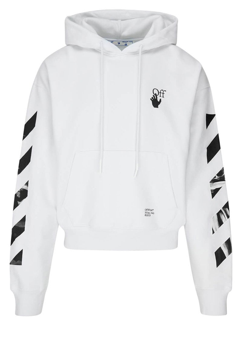 Sweatshirt Off-White Diagonal Stripes Caravaggio Saint Jerome Writing Arrows Hoodie Hvid | OMBB037F21FLE0100110