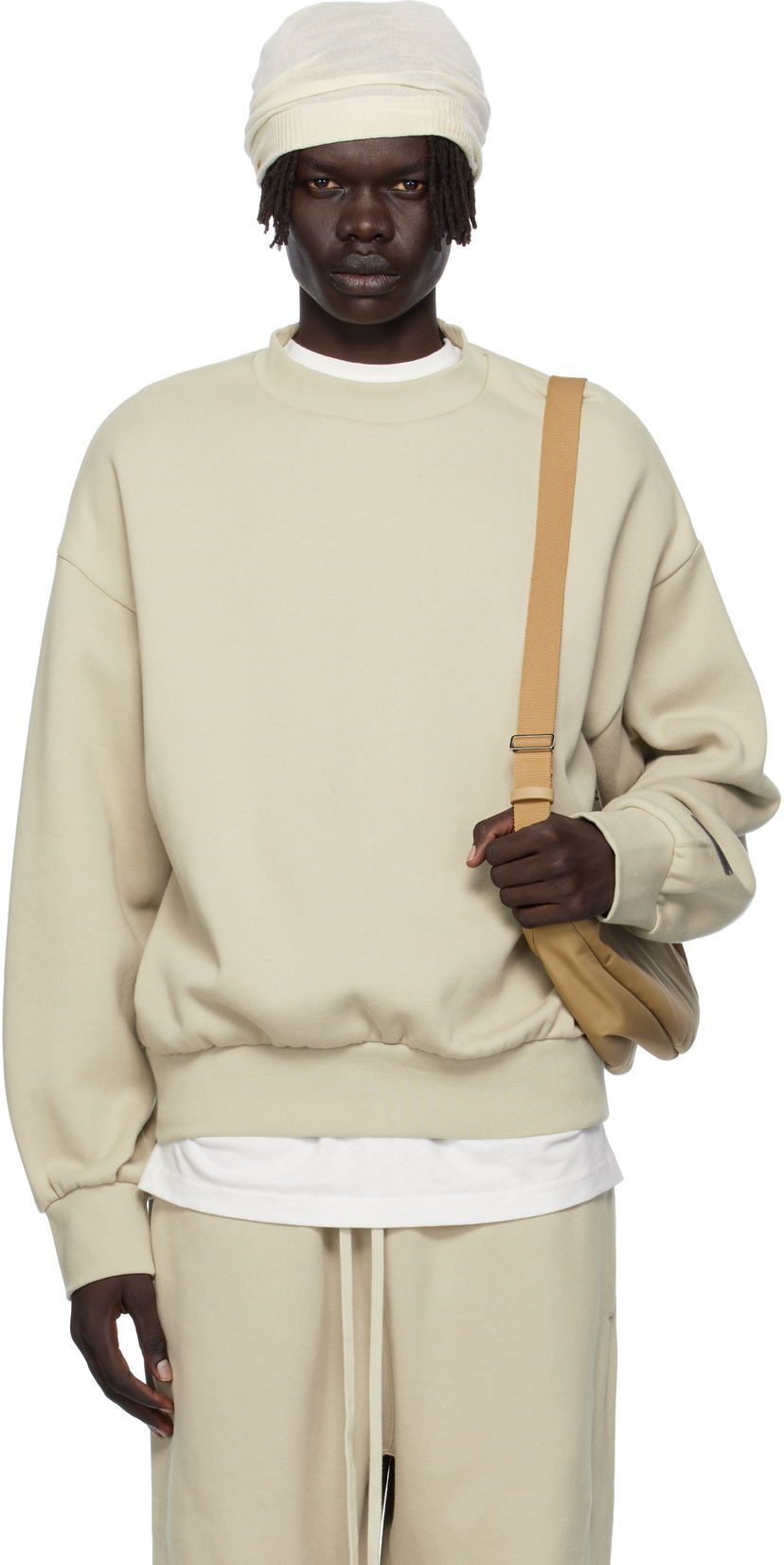 Sweatshirt Fear of God Fear of God ESSENTIALS Classic Fit Fleece Crewneck Sweatshirt Beige | 192SP252046F