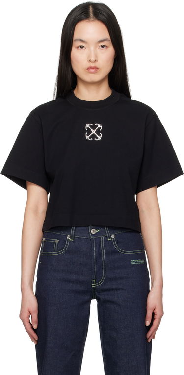 Crop top Off-White Off-White Jewel Mini Arrow Crop T-Shirt Sort | OWAA090S25JER0021072, 0