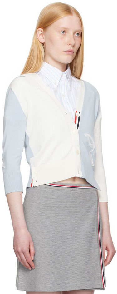 Sweater Thom Browne Thom Browne Funmix Feather Pointelle Cardigan Blå | FKC651F-Y3036, 1