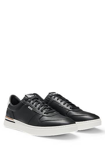 Tøj og tilbehør BOSS BOSS Signature-Stripe Detail Trainers Sort | 50542538, 0