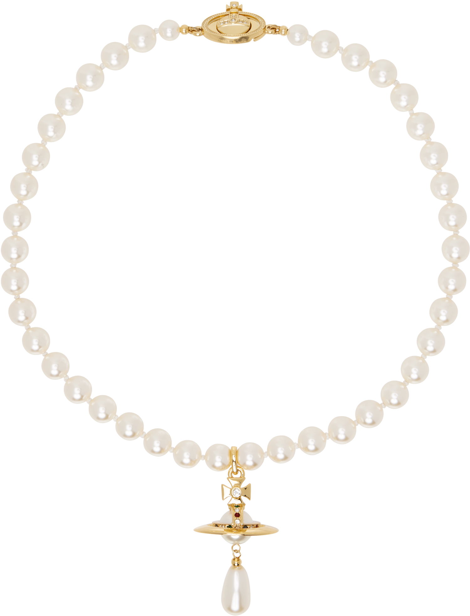Halskæde Vivienne Westwood Pearl Drop Choker Necklace Metalisk | 63030008-02R118-CN, 1