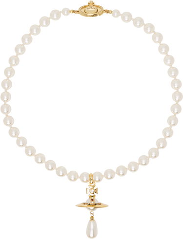 Halskæde Vivienne Westwood Pearl Drop Choker Necklace Metalisk | 63030008-02R118-CN, 1
