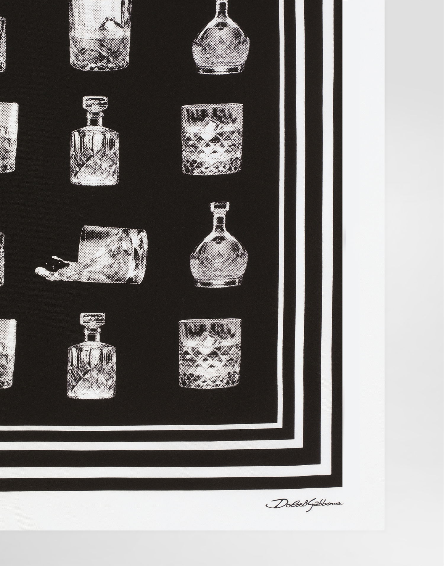 Tørklæde Dolce & Gabbana Silk Scarf With Glassware Print Sort | GQ348EG0TIFHN5IA, 1