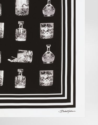 Tørklæde Dolce & Gabbana Silk Scarf With Glassware Print Sort | GQ348EG0TIFHN5IA, 1