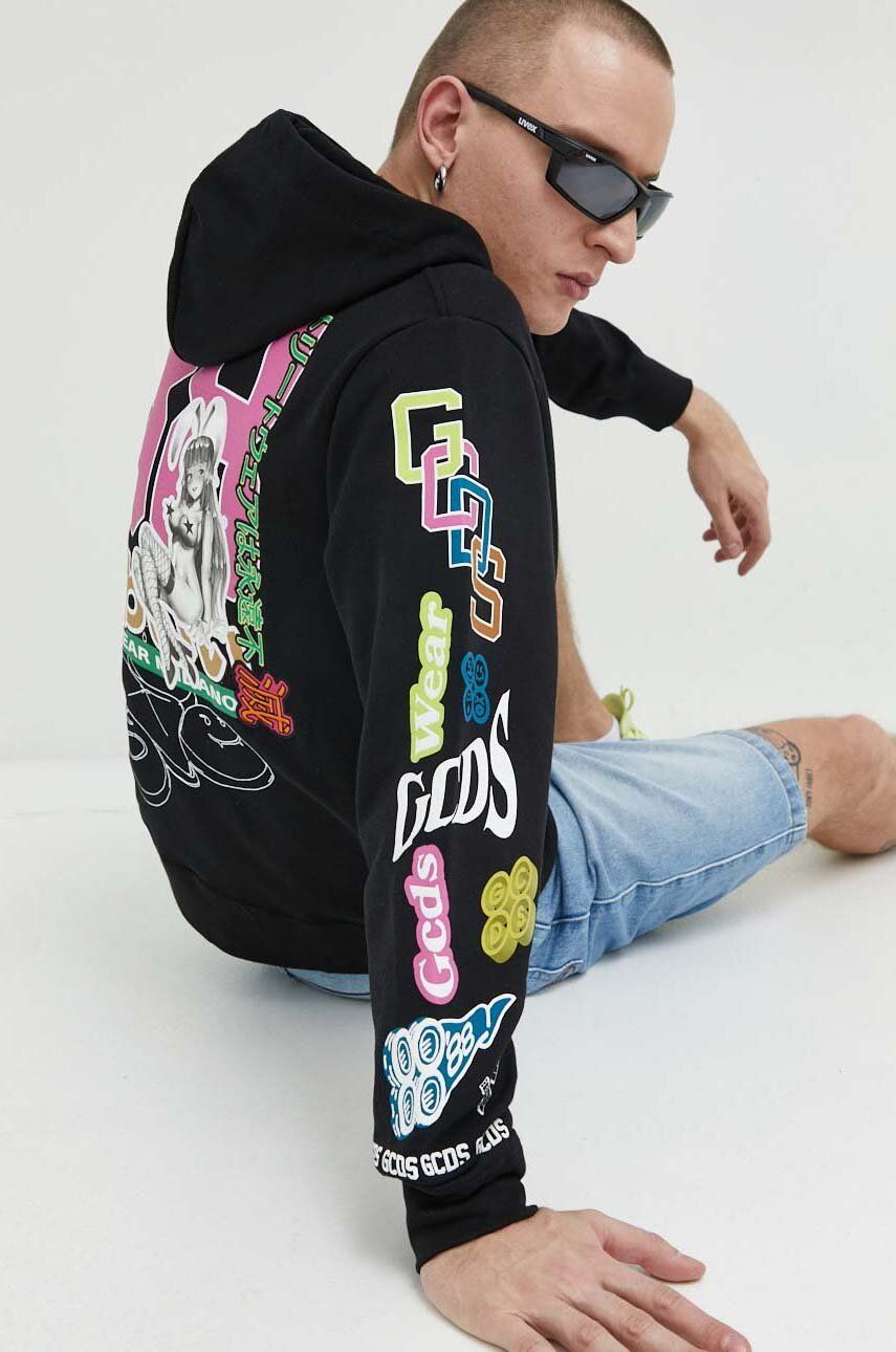 Sweatshirt GCDS Cotton Hoodie Sort | CC94M100154, 0