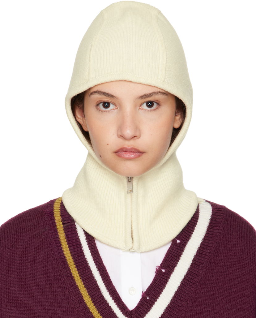 Beanie Ambush Rib Knit Balaclava Beige | BWLC002F24KNI0013100