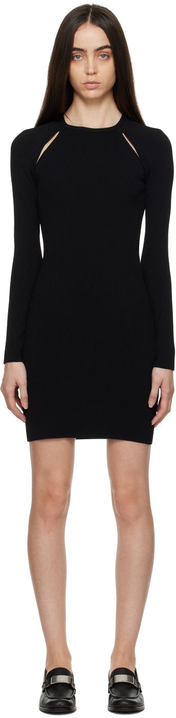 Kjole rag & bone Rag & Bone Asher Shoulder Cutout Ribbed Knit Minidress Sort | WAS22HS048YL48