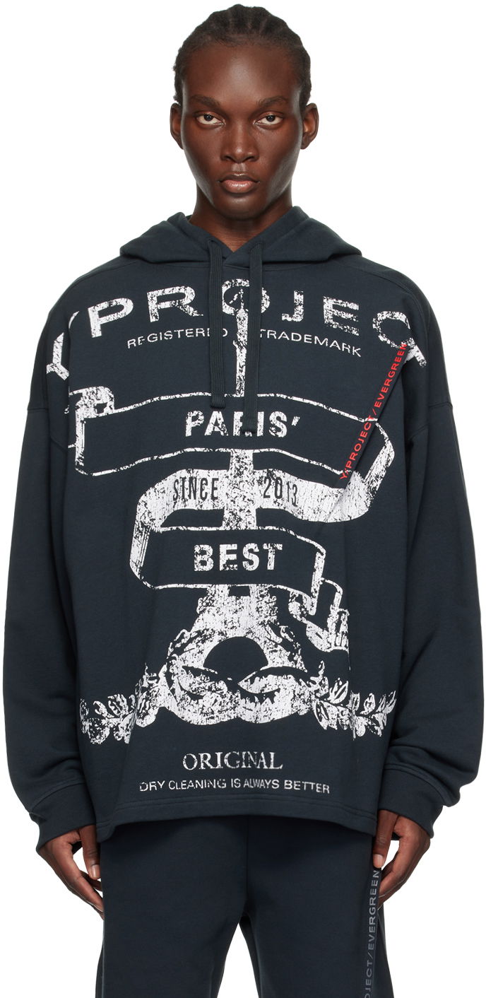 Sweatshirt Y/PROJECT 'Paris' Best' Pinched Logo Hoodie Sort | 204SH002