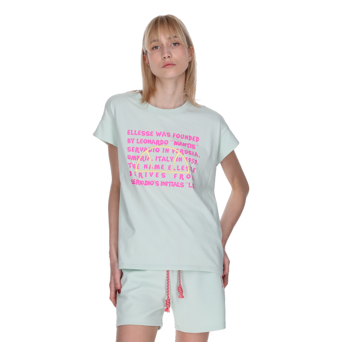 Træningsdragt Ellesse Graphic T-Shirt and Drawstring Shorts Set Grøn | ELA251F802-64, 0