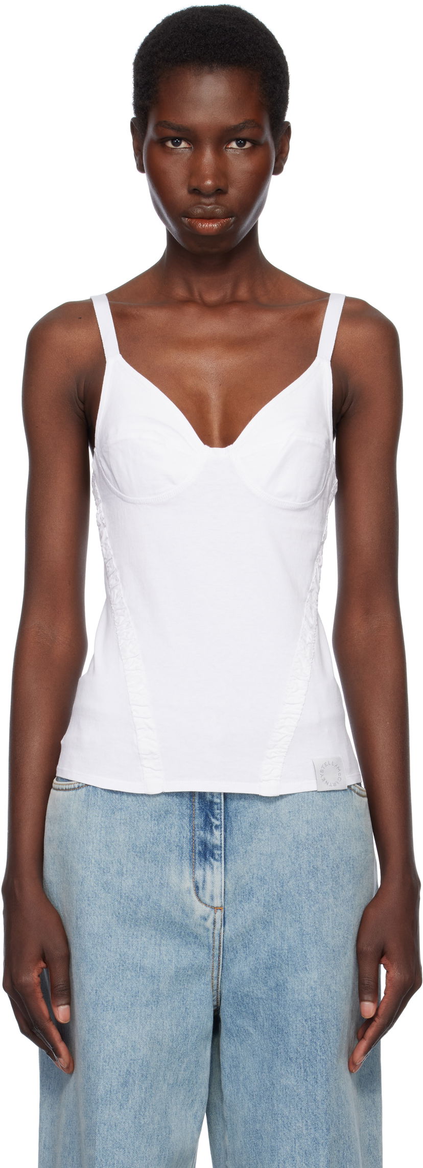 Tanktop Stella McCartney Stella McCartney Corset-Inspired Sleeveless Top Hvid | 6J03763SPZ85