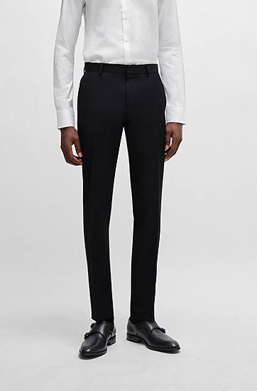 Bukser BOSS Slim-Fit Virgin-Wool Serge Trousers Sort | 50469174, 1