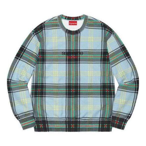 Sweater Supreme Plaid Crewneck Sweatshirt Blå | SUP-SS21-669