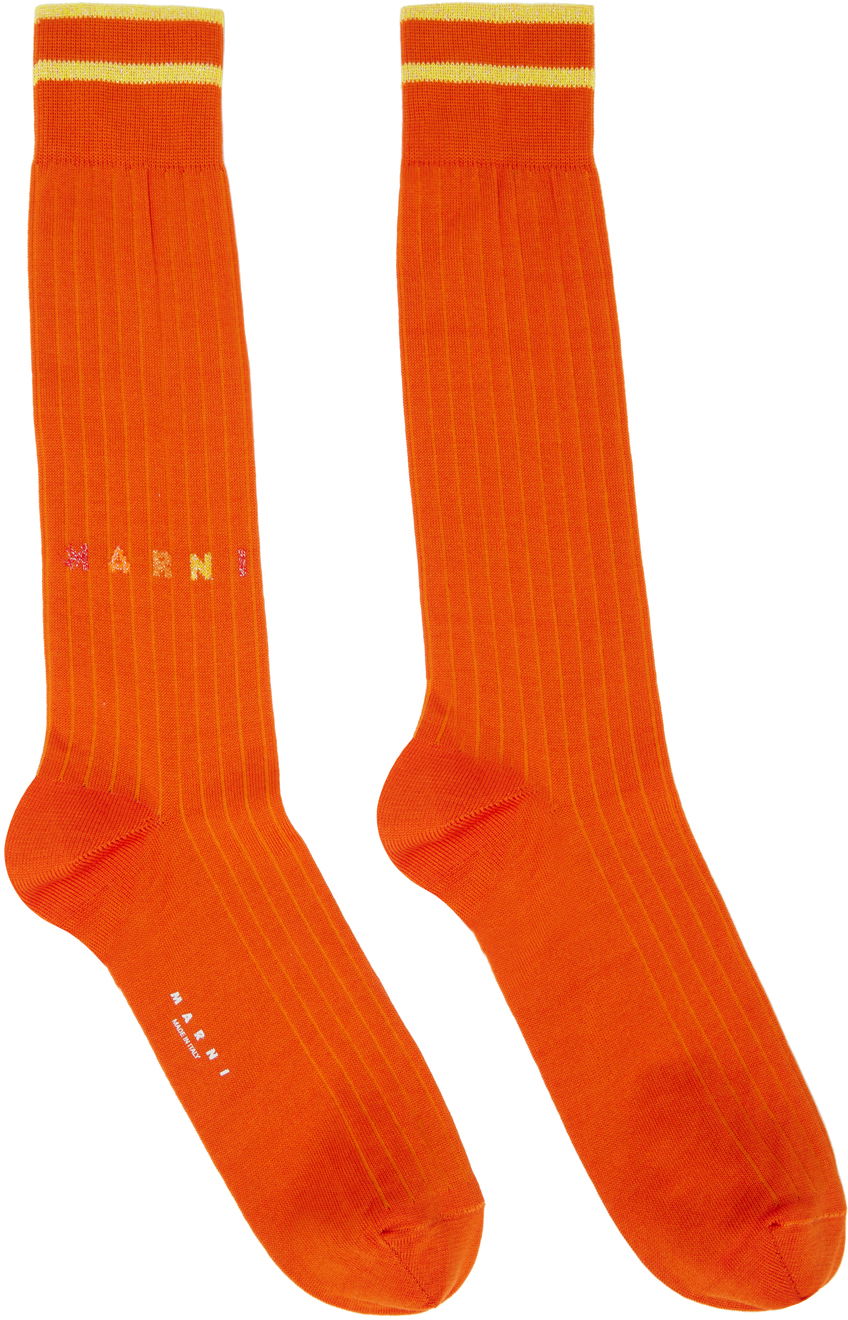 Sokker Marni Marni Ribbed Knit Socks Orange | SKZC0110Q0 UFC143, 0