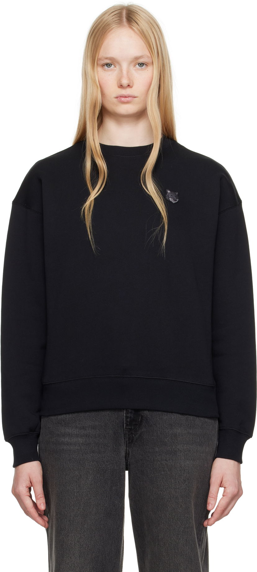 Sweater MAISON KITSUNÉ Maison Kitsuné Comfort Sweatshirt with Fox Head Patch Sort | MW00315KM0321
