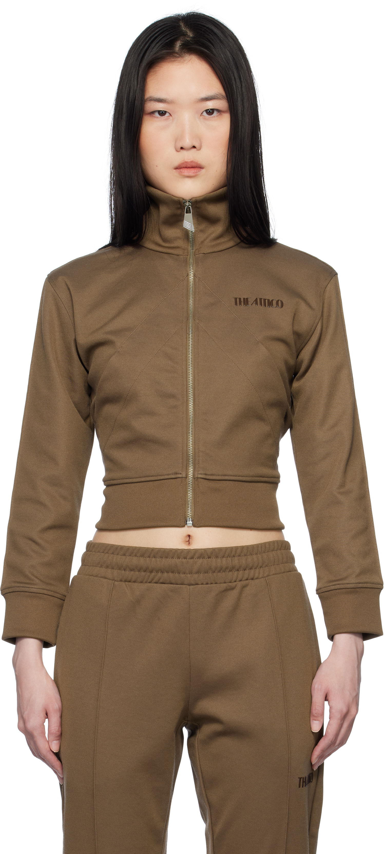 Træningsdragt The Attico The Attico Cropped Track Jacket Brun | 250WCF00022 JJJ055AA, 0