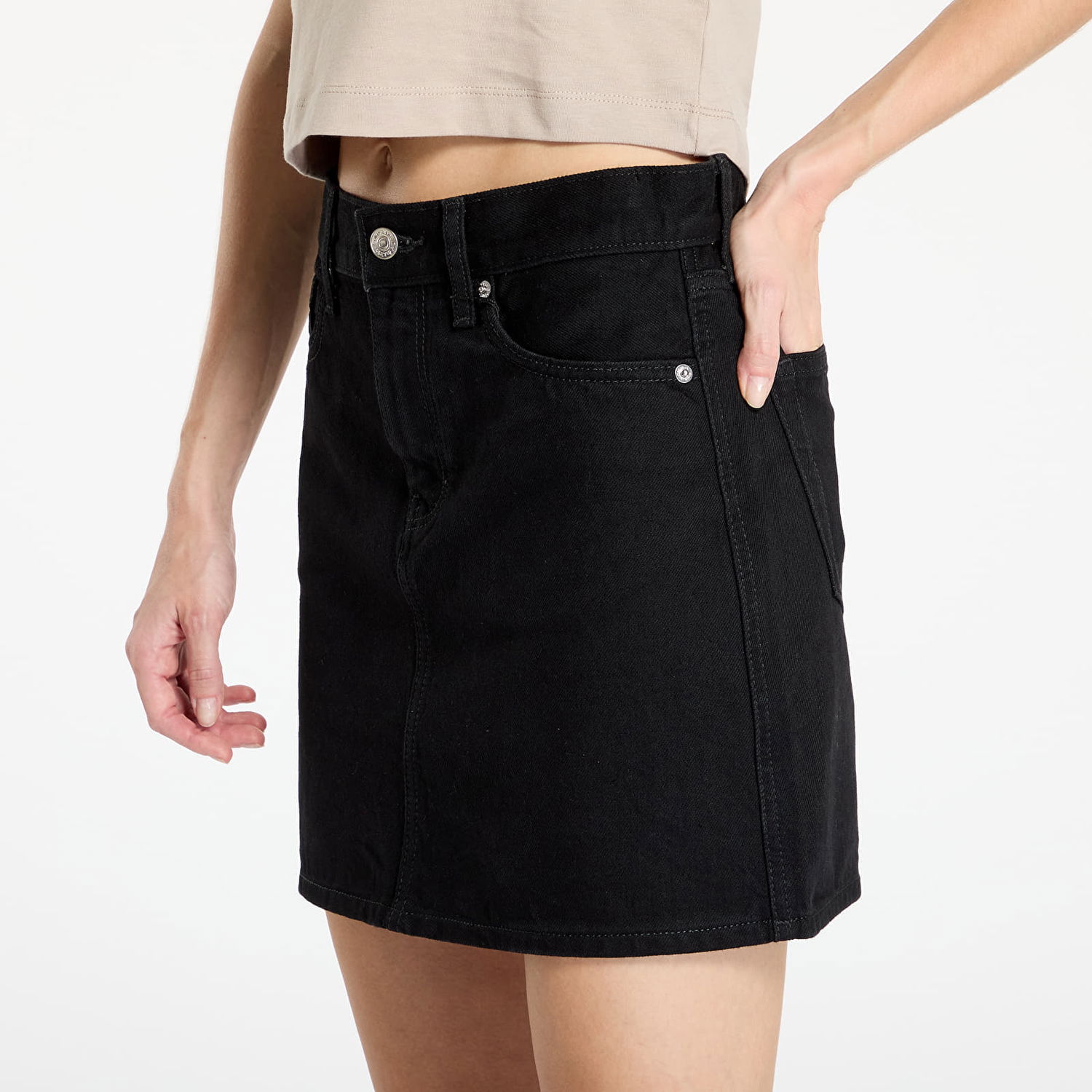 Nederdel CALVIN KLEIN Hero High Rise Mini Skirt Denim Classic Black Sort | 00040WL738 JW4, 1
