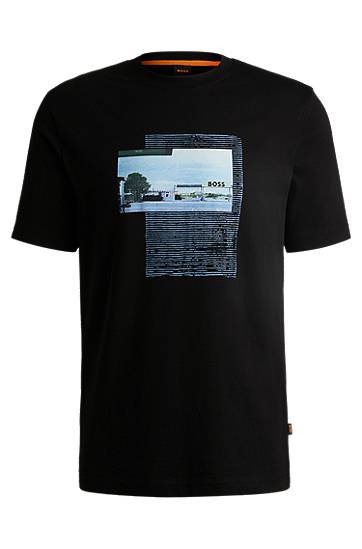 T-shirt BOSS T-Shirt with Photographic Artwork Print Sort | 50539180