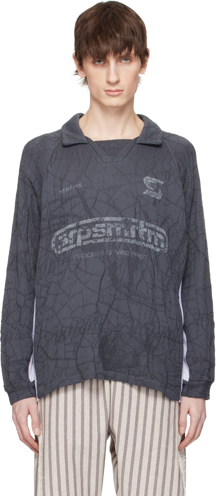 Sweater Serapis Serapis Knit Football Polo Grå | SS25_FT_5